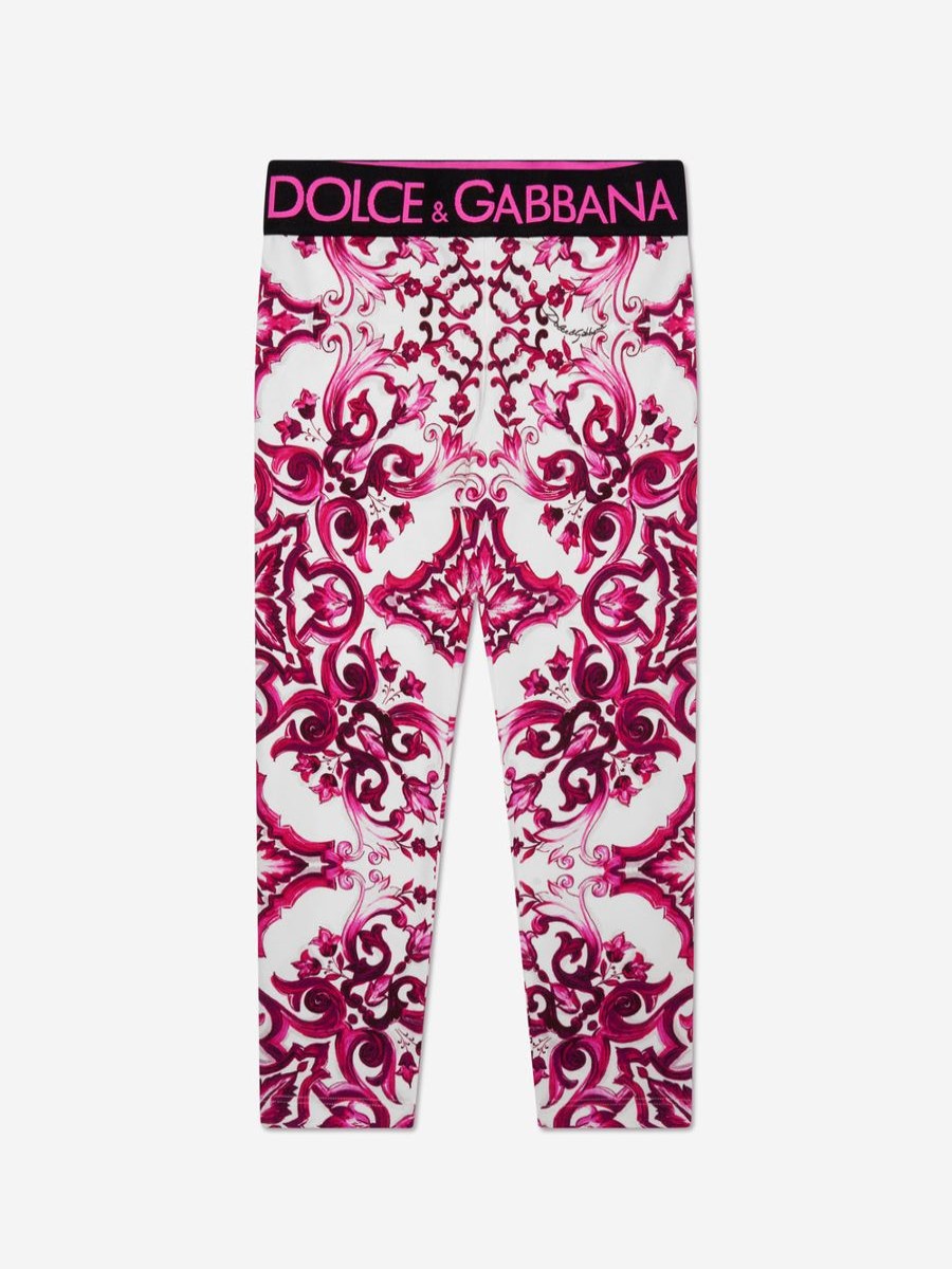 Girls Dolce & Gabbana Kids Leggings | Girls Majolica Print Leggings In Pink