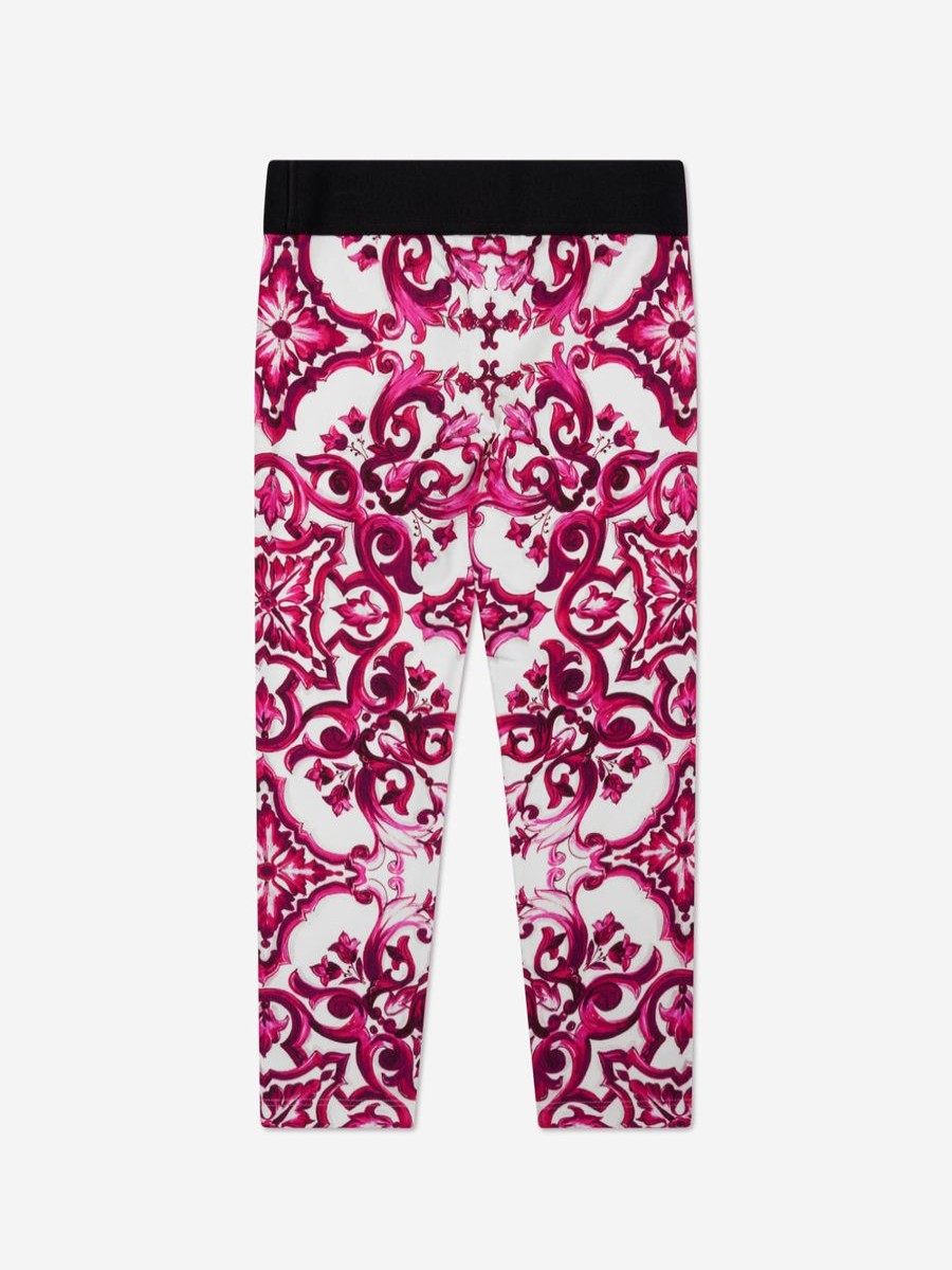 Girls Dolce & Gabbana Kids Leggings | Girls Majolica Print Leggings In Pink