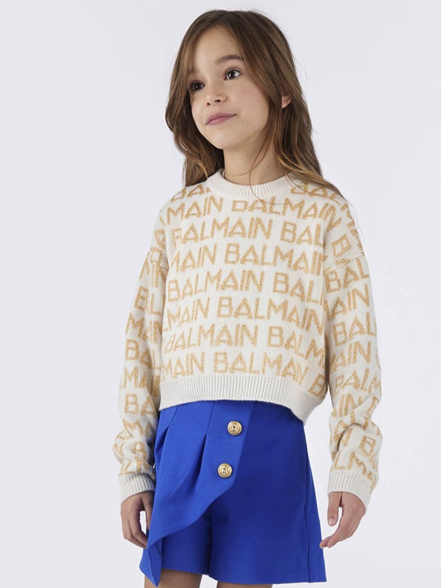 Girls Balmain Jumpers & Cardigans | Girls Logo Jumper In Ivory