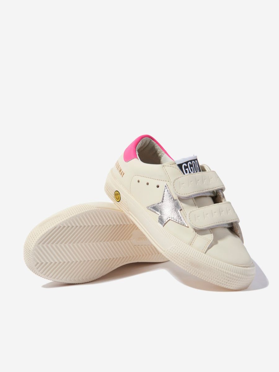 Girls Golden Goose Kids Sneakers | Girls May School Leather Trainers In Ivory