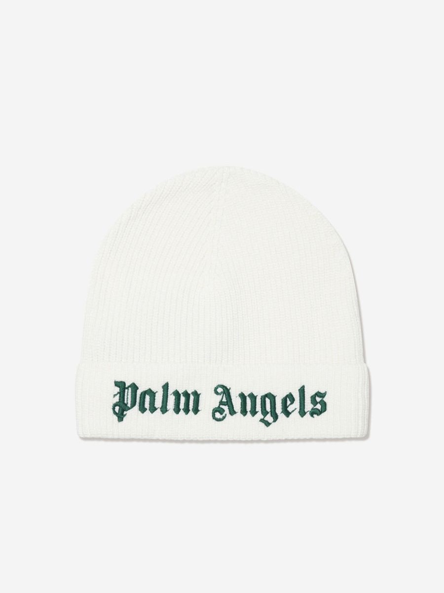 Teen Palm Angels Accessories | Boys Logo Beanie Hat In White