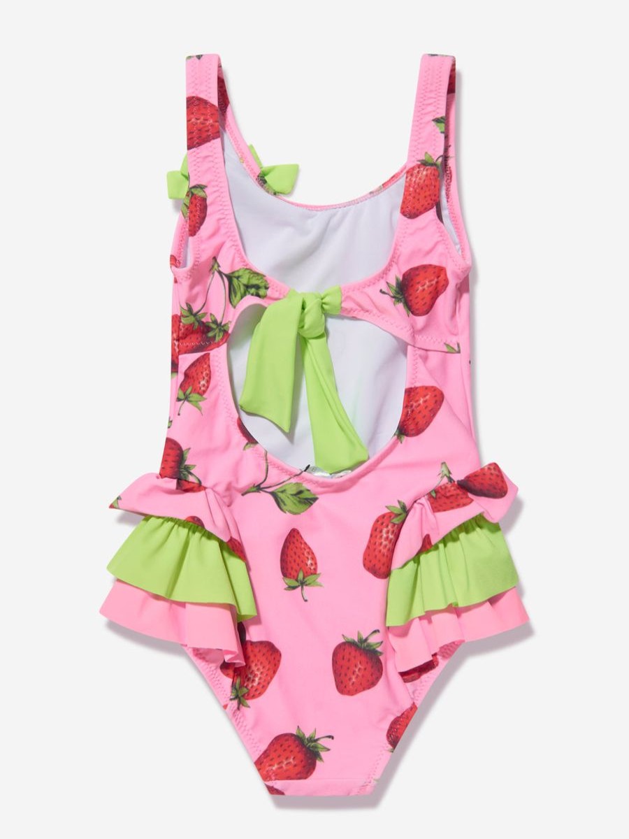 Girls Nessi Byrd Swimwear | Girls Frilled Strawberry Cara Swimsuit In Pink