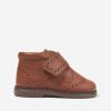 Girls Andanines Boots | Kids Leather Velcro Strap Boots In Brown