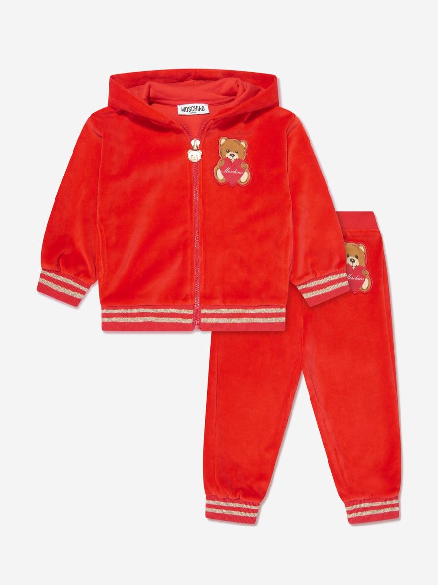 Baby Moschino Kids Tracksuits | Baby Girls Teddy Bear Tracksuit In Red