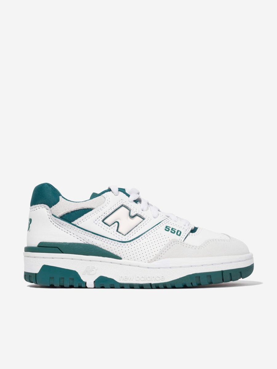 Girls New Balance Sneakers | Kids 550 Logo Trainers In White