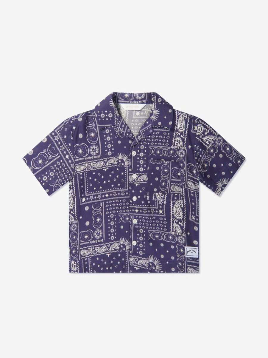 Teen Palm Angels Shirts | Boys Astrology Print Shirt In Navy