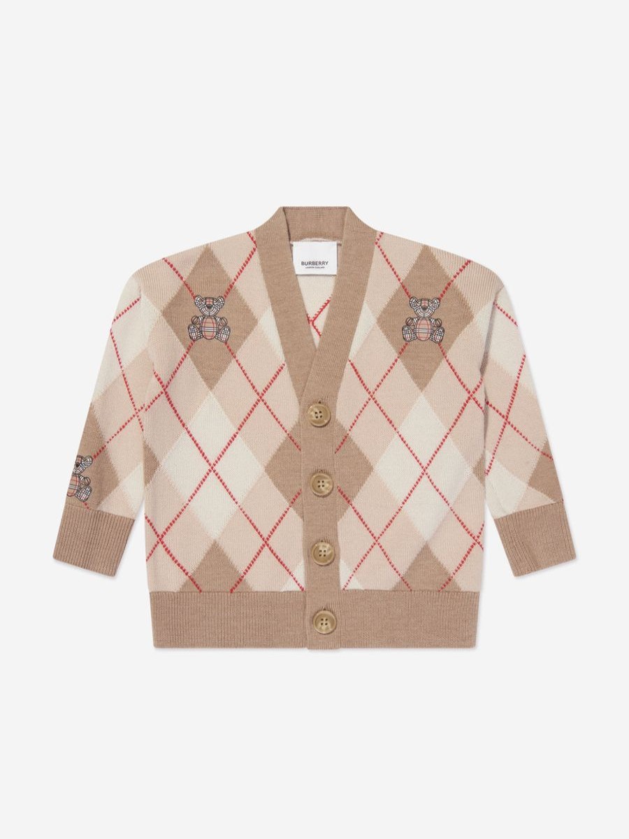 Baby Burberry Kids Jumpers & Cardigans | Baby Boys Baile Bear Cardigan In Soft Fawn