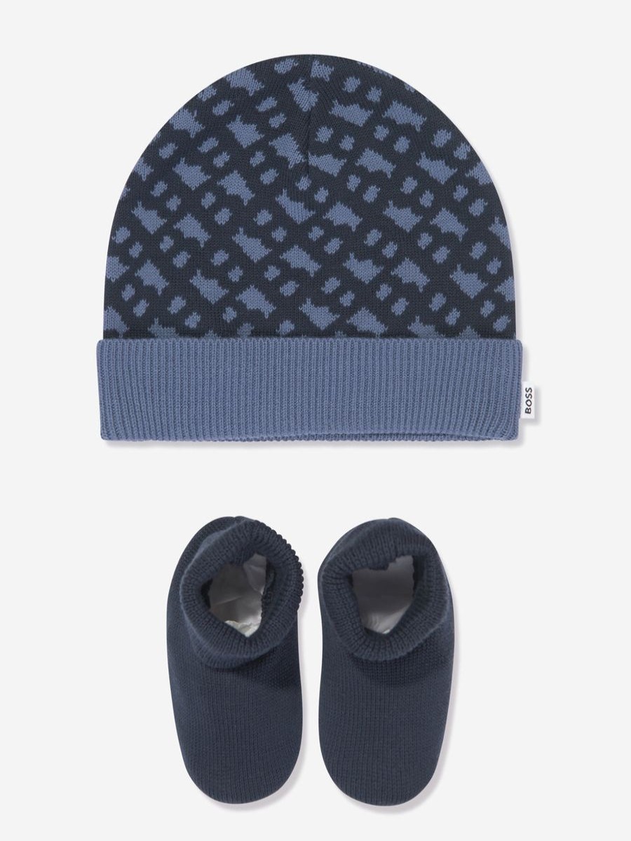 Baby BOSS Socks & Tights | Baby Boys Hat & Slipper Socks Gift Set In Navy