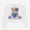 Girls Monnalisa Jumpers & Cardigans | Girls Teddy Bear Knitted Jumper In Ivory