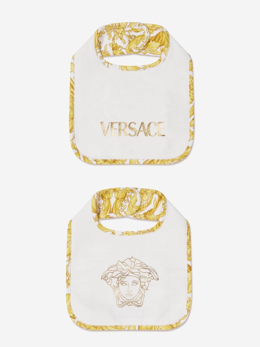 Baby Versace Bottles, Dummies & Bibs | Baby Barocco Bib Set In White