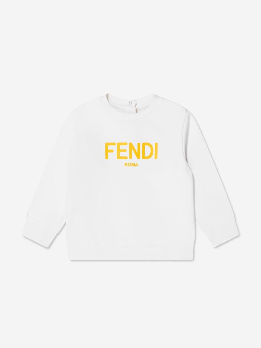 Baby Fendi Kids Sweatshirts & Hoodies | Fendi Kids - Baby Logo Sweatshirt In White | Childsplay Clothing