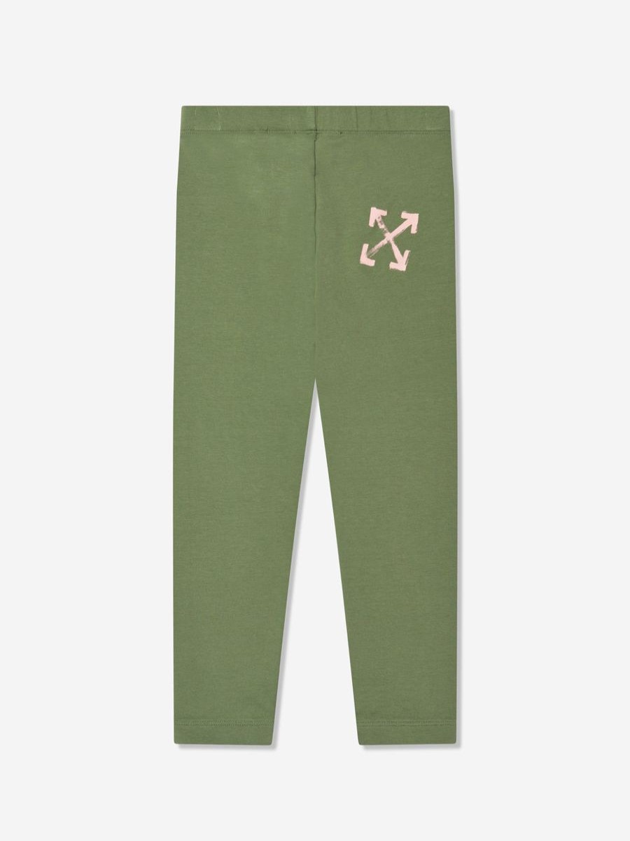 Girls Off-White Leggings | Girls Paint Script Leggings In Green