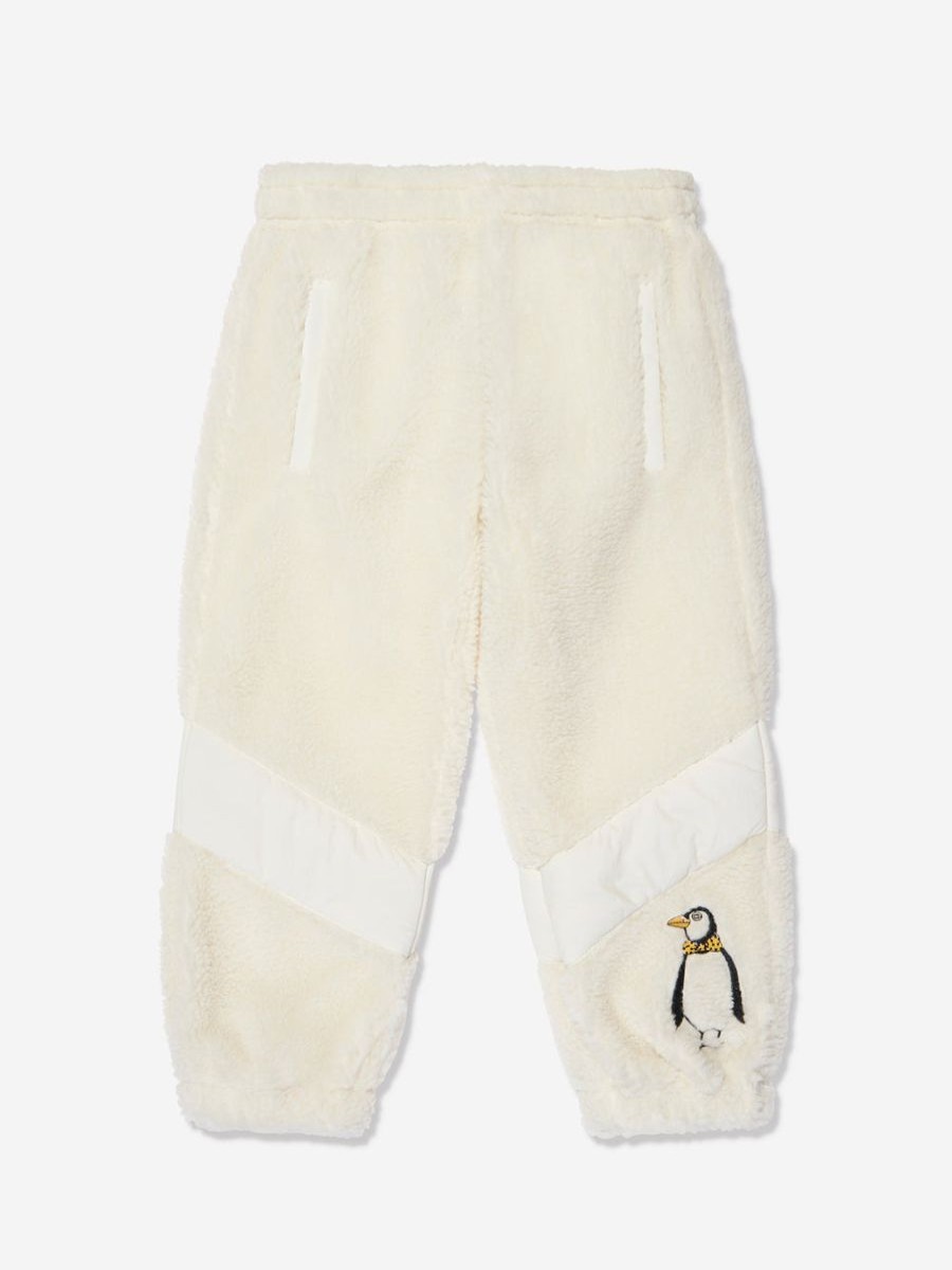 Girls Mini Rodini Trousers | Kids Penguin Pile Stripe Trousers In White