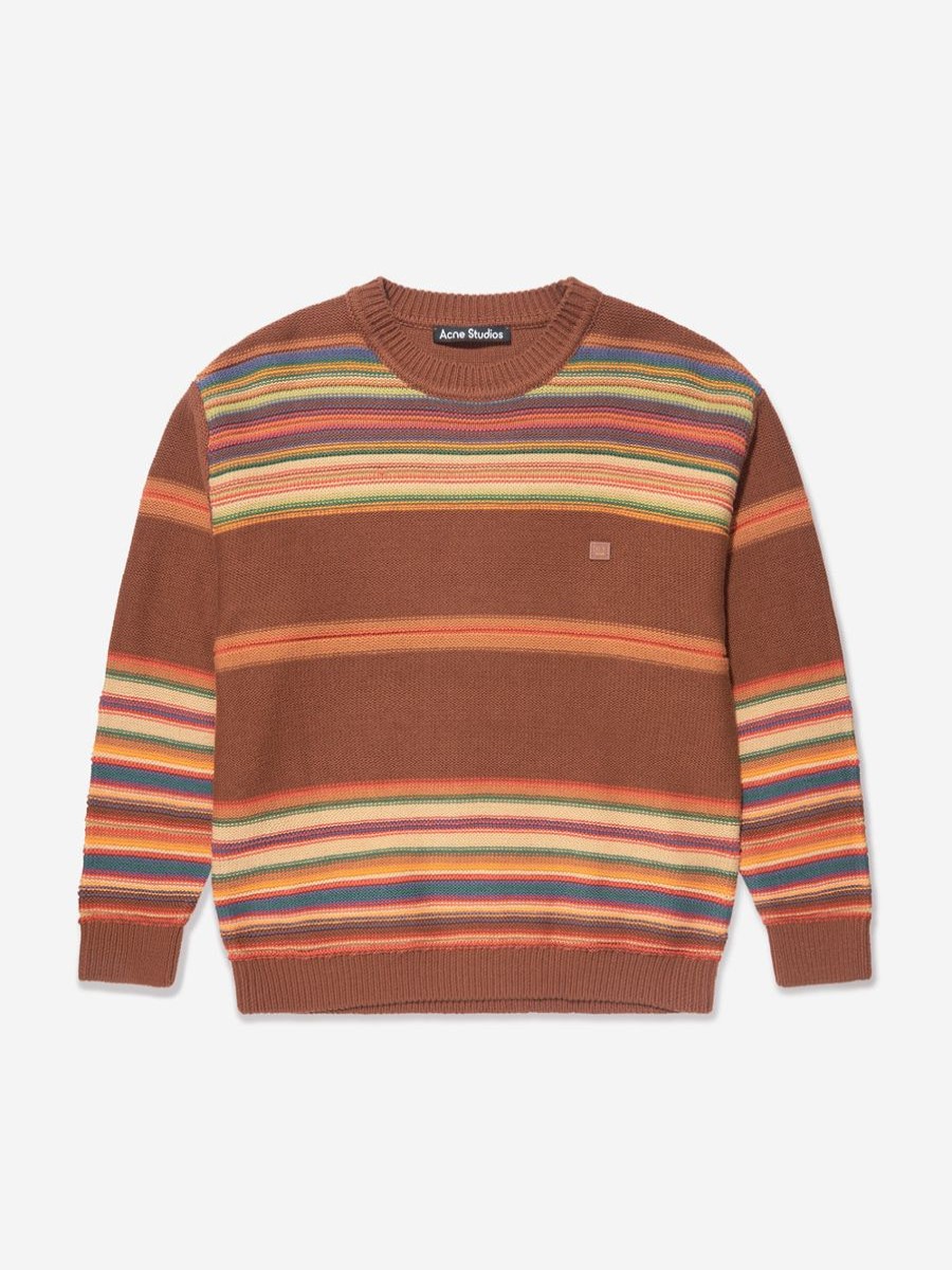 Girls Acne Studios Jumpers & Cardigans | Kids Striped Jumper In Brown