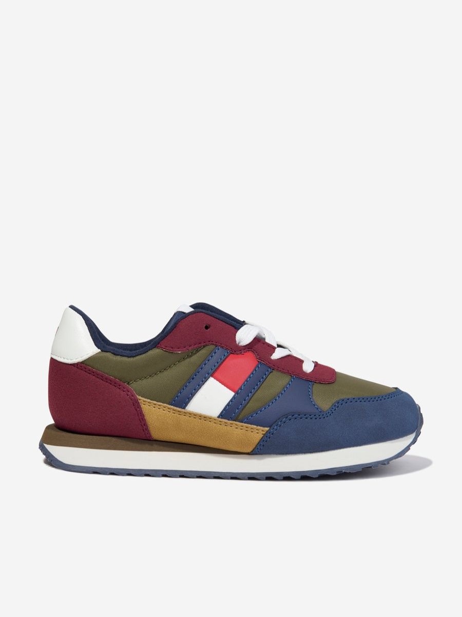 Girls Tommy Hilfiger Sneakers | Kids Flag Low Cut Lace-Up Trainers In Multicoloured