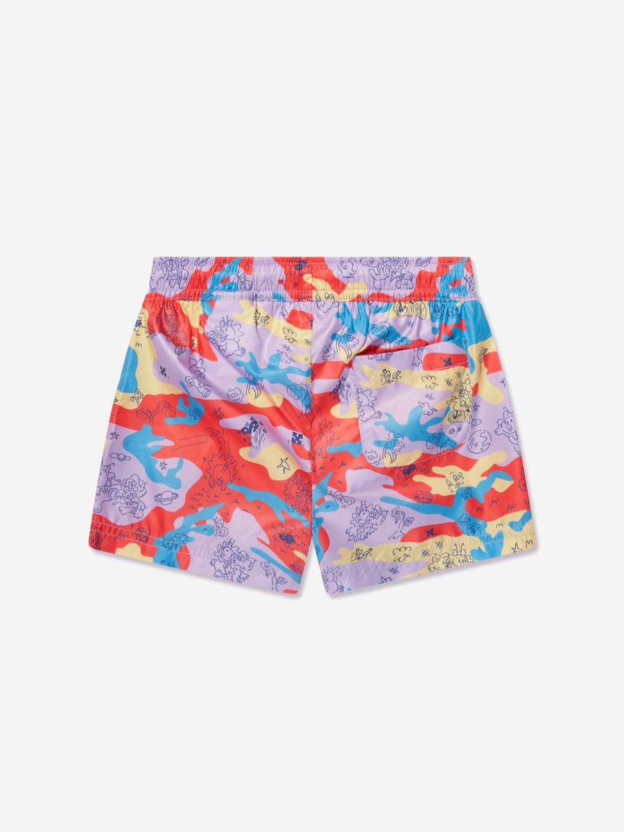 Teen Off-White Swimwear | Boys Puzzleflage Swim Shorts In Multicolour