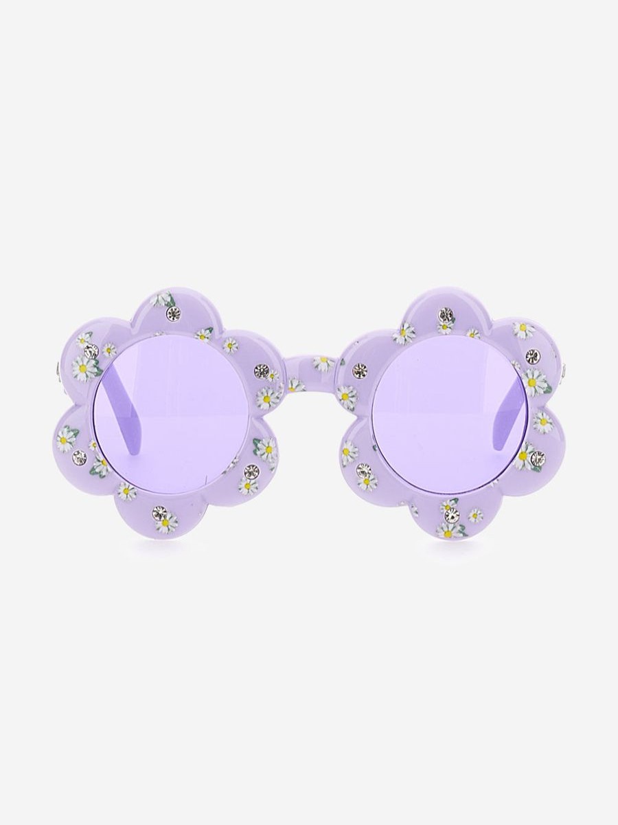 Girls Monnalisa Sunglasses | Girls Daisy Sunglasses With Case In Purple