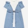 Teen Fendi Kids Shorts | Girls Double Fabric Denim Dress In Blue