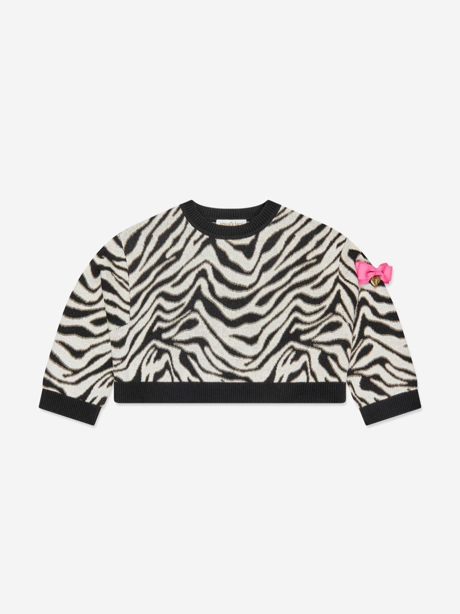 Girls Angels Face Jumpers & Cardigans | Girls Roberta Cropped Zebra Jumper White