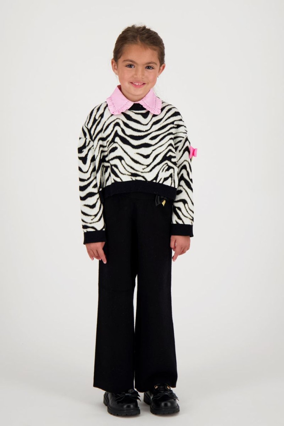 Girls Angels Face Jumpers & Cardigans | Girls Roberta Cropped Zebra Jumper White