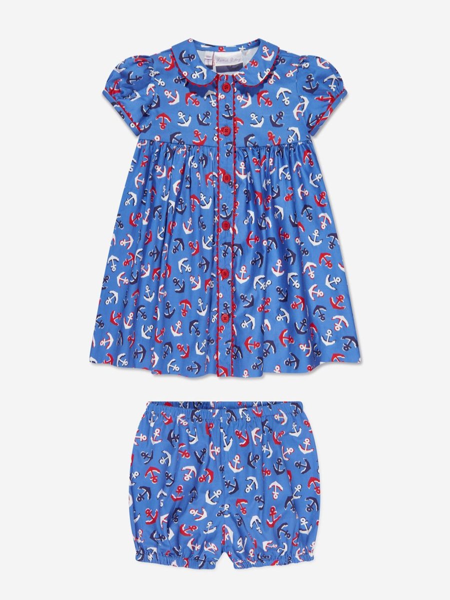 Baby Rachel Riley Dresses | Baby Girls Anchor Shirt Dress And Bloomers In Blue