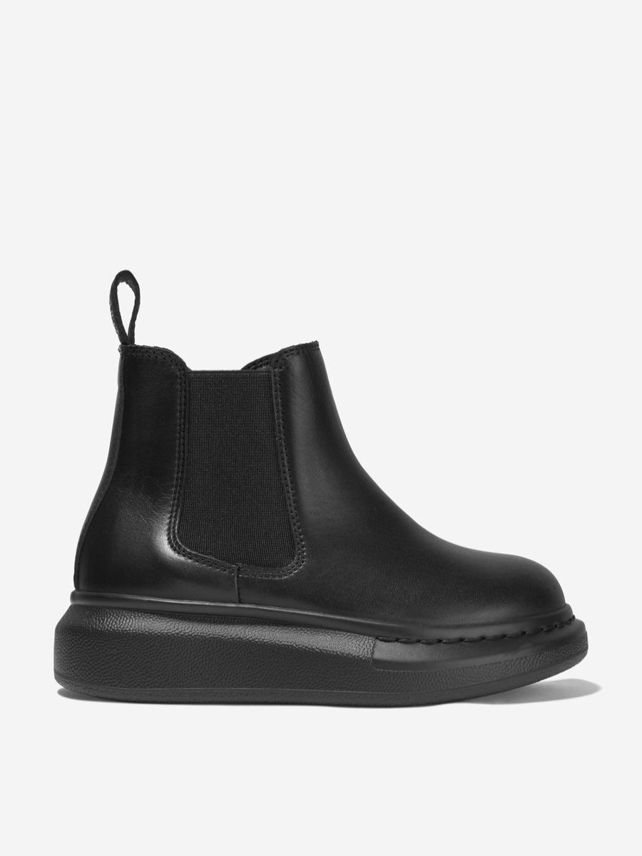 Girls Alexander McQueen Boots | Alexander Mcqueen - Kids Leather Chunky Chelsea Boots | Childsplay Clothing