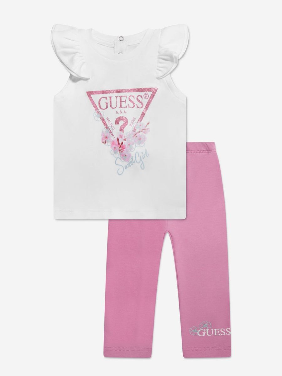 Girls Guess Leggings | Baby Girls Leggings Set In White