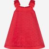 Teen Mama Luma Dresses | Girls Bow Detailed Organza Polka Dot Dress In Red