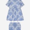 Baby Burberry Kids Dresses | Baby Girls Geraldine Crest Dress In Blue