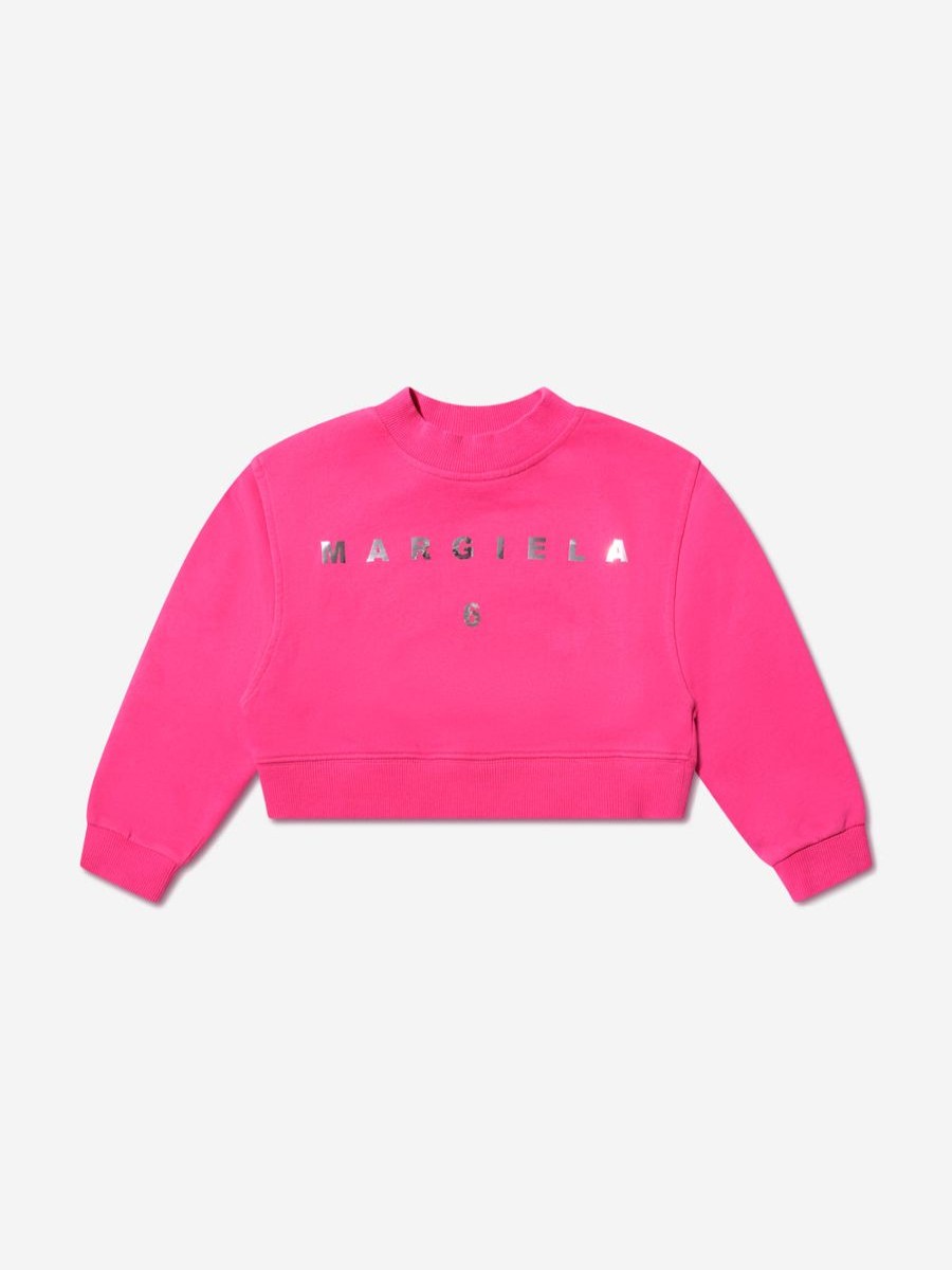 Girls MM6 Maison Margiela Sweatshirts & Hoodies | Girls Cropped Logo Sweatshirt In Pink