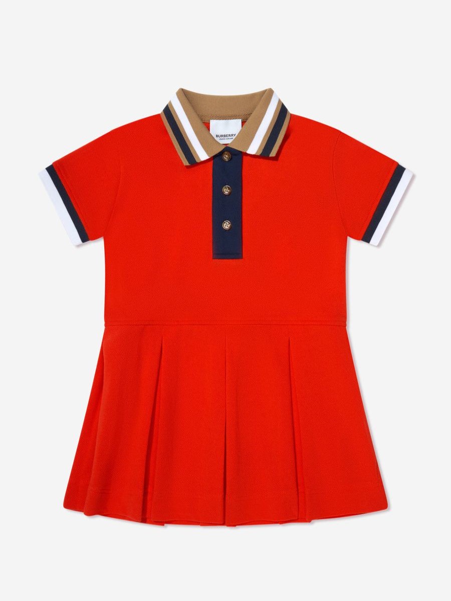 Baby Burberry Kids Dresses | Baby Girls Mini Serena Polo Dress In Red