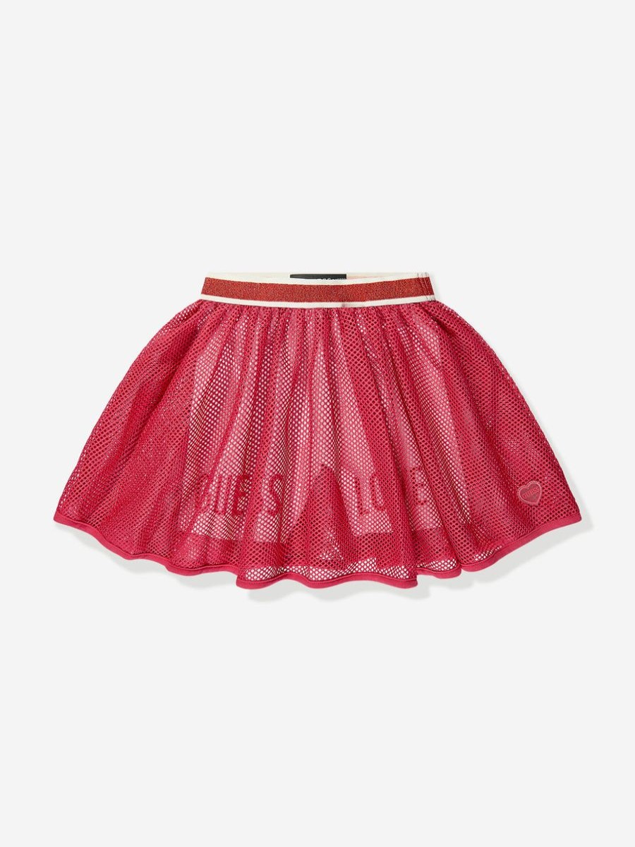 Girls Guess Skirts | Girls Mesh Skort In Red