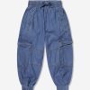 Girls Molo Trousers | Girls Washed Chambray Trousers In Blue