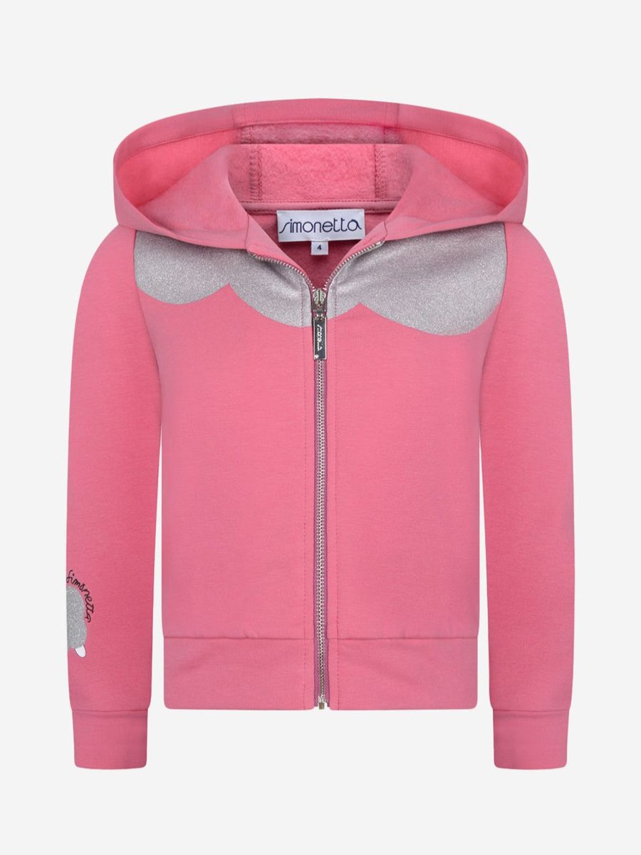 Girls Simonetta Sweatshirts & Hoodies | Pink & Silver Zip Up Top