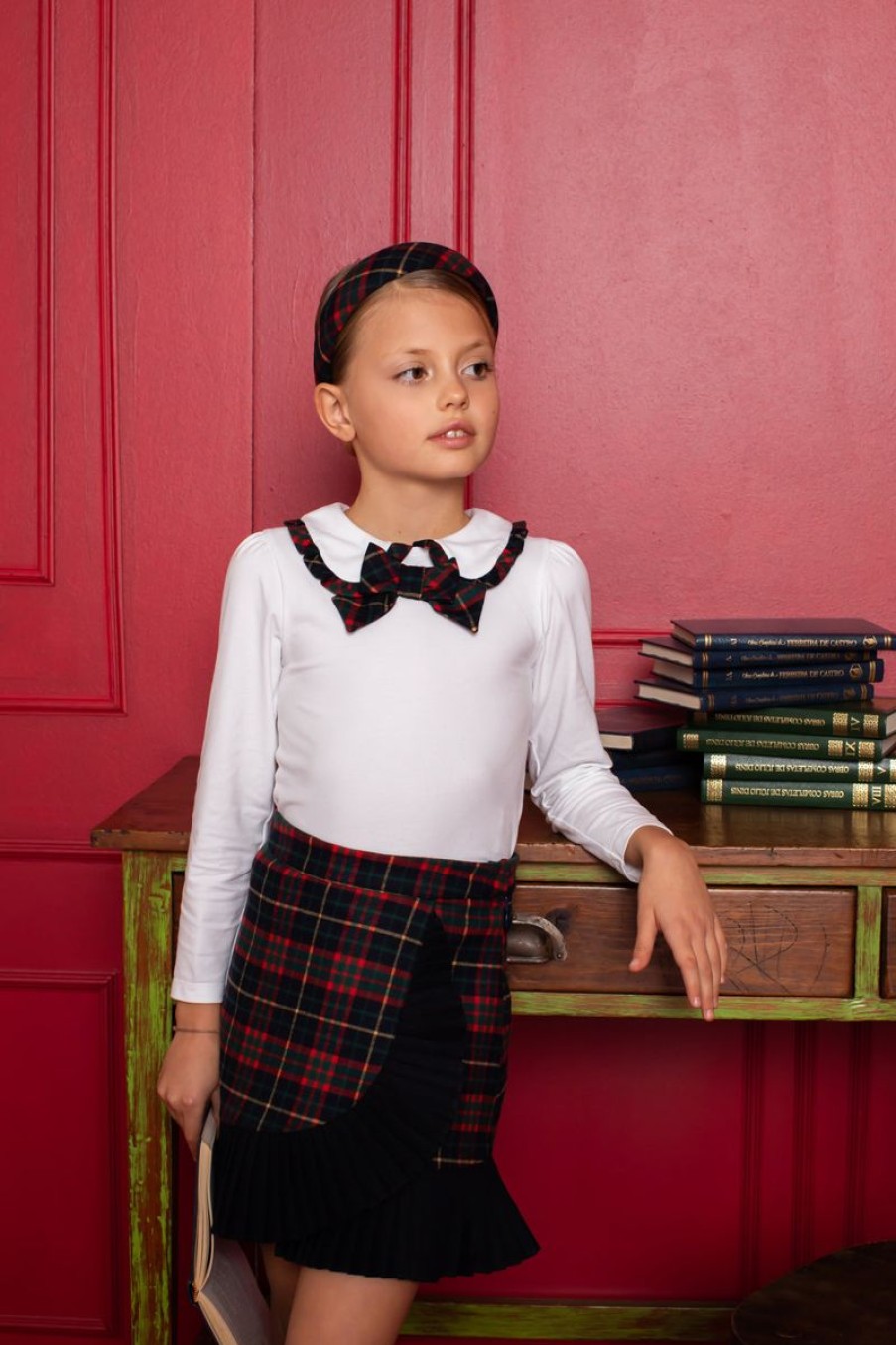 Teen Patachou Sweatshirts & Hoodies | Girls Tartan Skirt In Navy