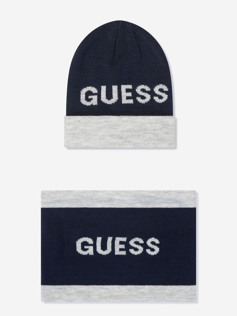 Teen Guess Sweatshirts & Hoodies | Boys Hat And Snood Set In Navy