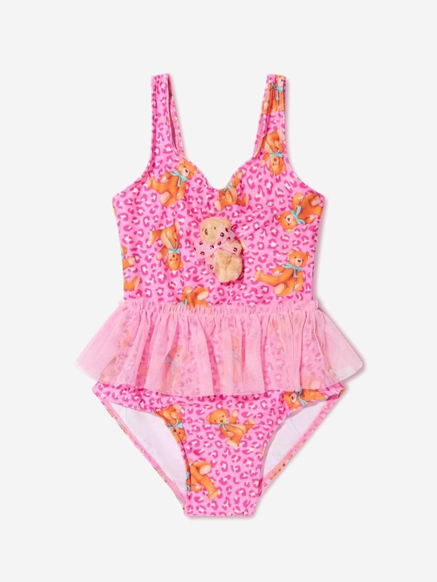 Baby Selini Action Swimwear | Girls Teddy Bear Tutu Swimsuit In Pink