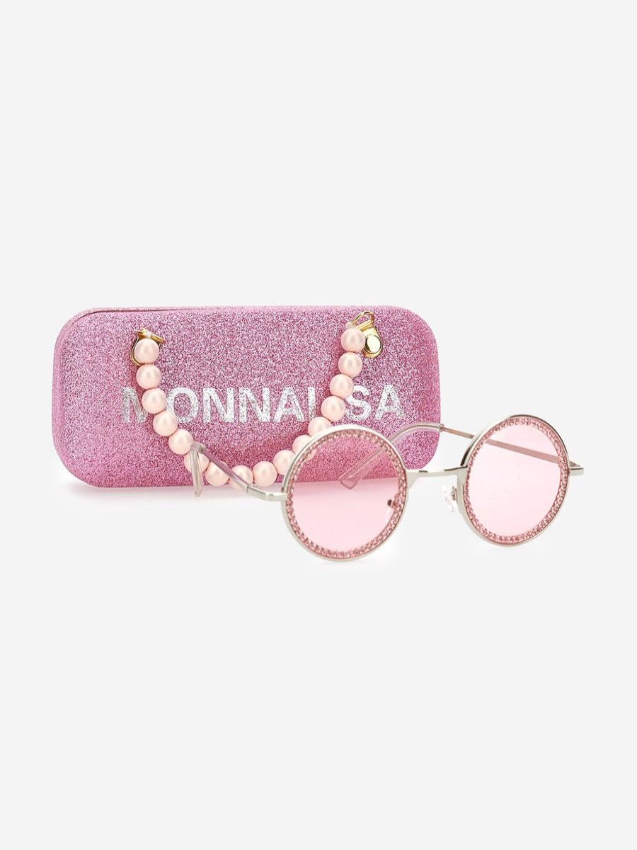 Girls Monnalisa Sunglasses | Girls Rhinestone Sunglasses In Pink