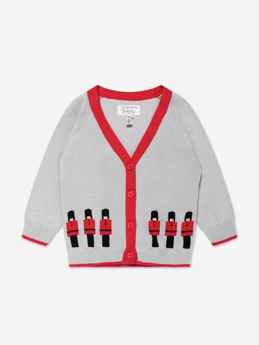 Baby Rachel Riley Jumpers & Cardigans | Baby Boys Soldier Intarsia Cardigan In Grey