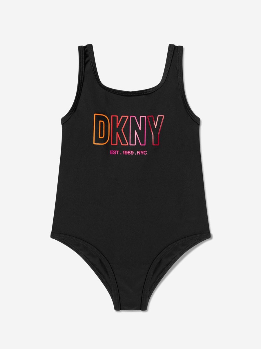 Teen DKNY Swimwear | Girls Logo Swimming Costume In Black