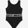 Teen Off-White Swimwear | Girls Logo Band Swimsuit