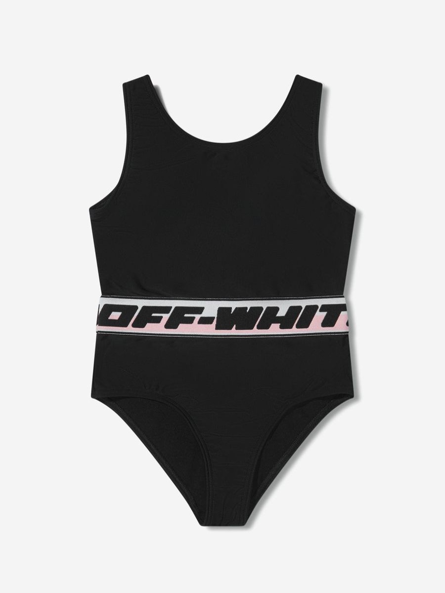 Teen Off-White Swimwear | Girls Logo Band Swimsuit