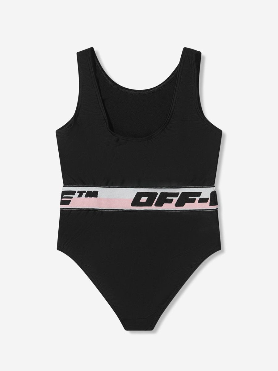 Teen Off-White Swimwear | Girls Logo Band Swimsuit