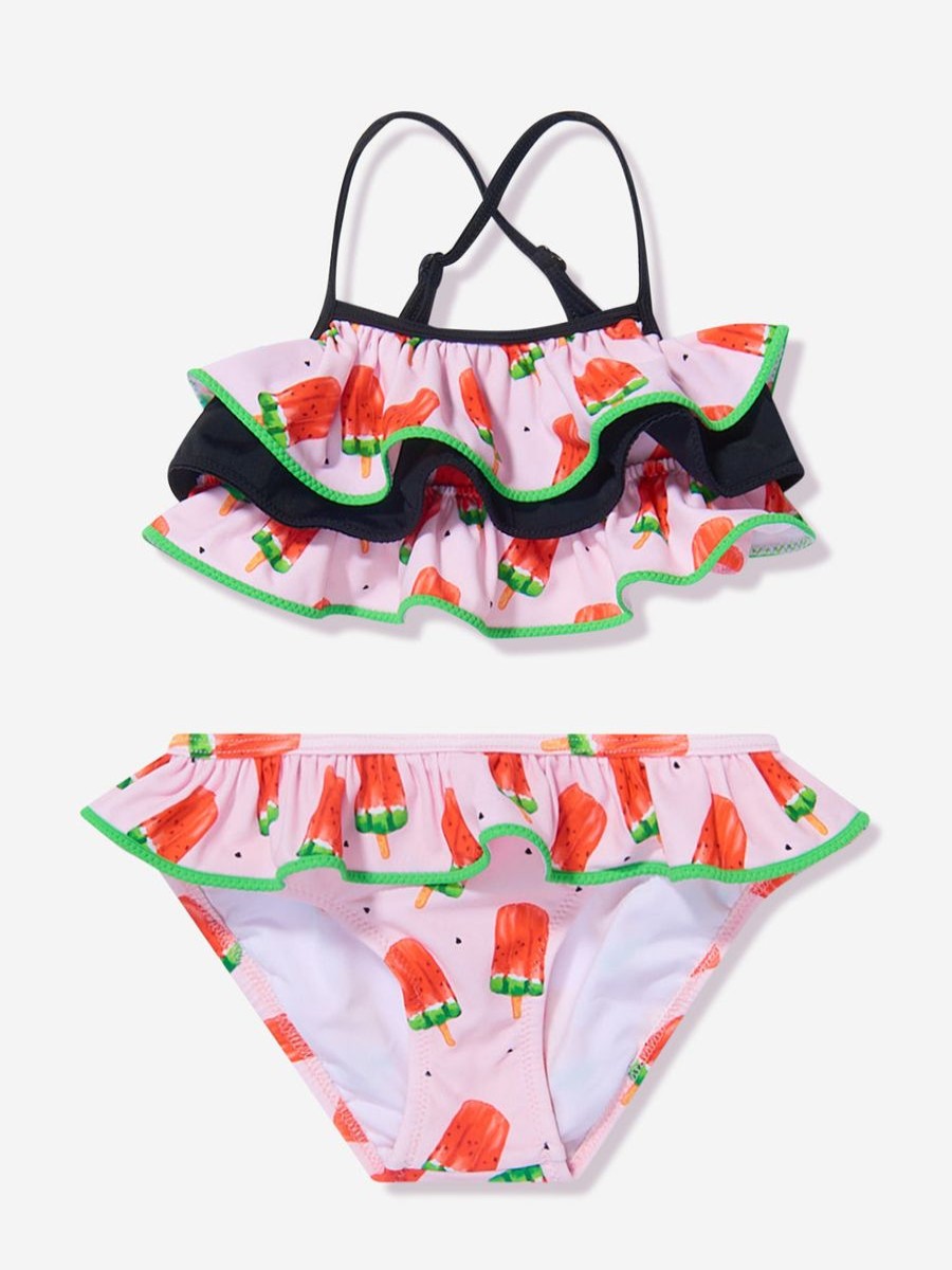 Girls Nessi Byrd Swimwear | Girls Frilly Tedi Bikini In Multicolour