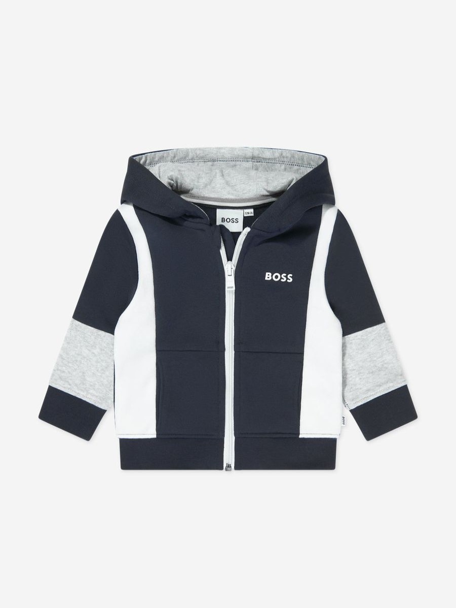 Baby BOSS Sweatshirts & Hoodies | Baby Boys Zip Up Top In Navy