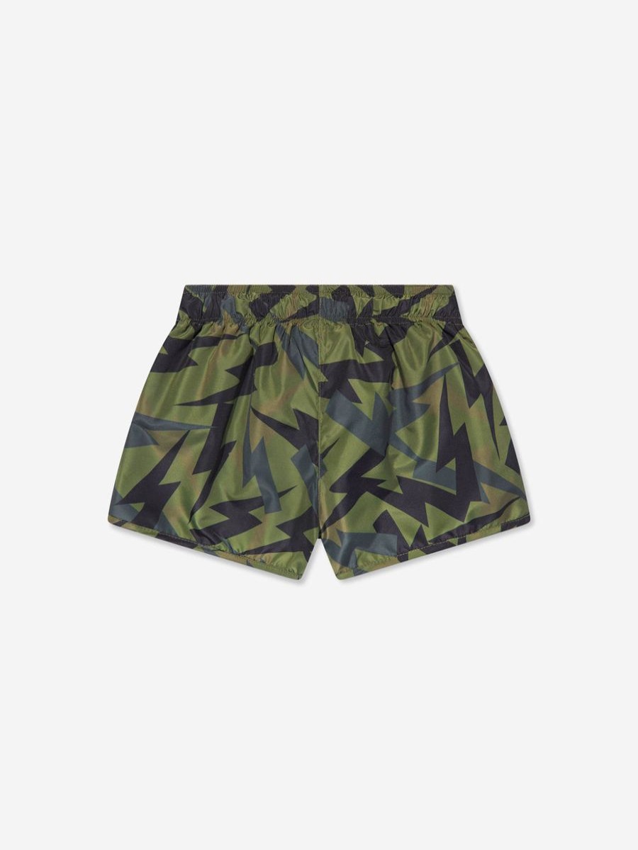 Teen Neil Barrett Swimwear | Boys Thunderbolt Swim Shorts In Green