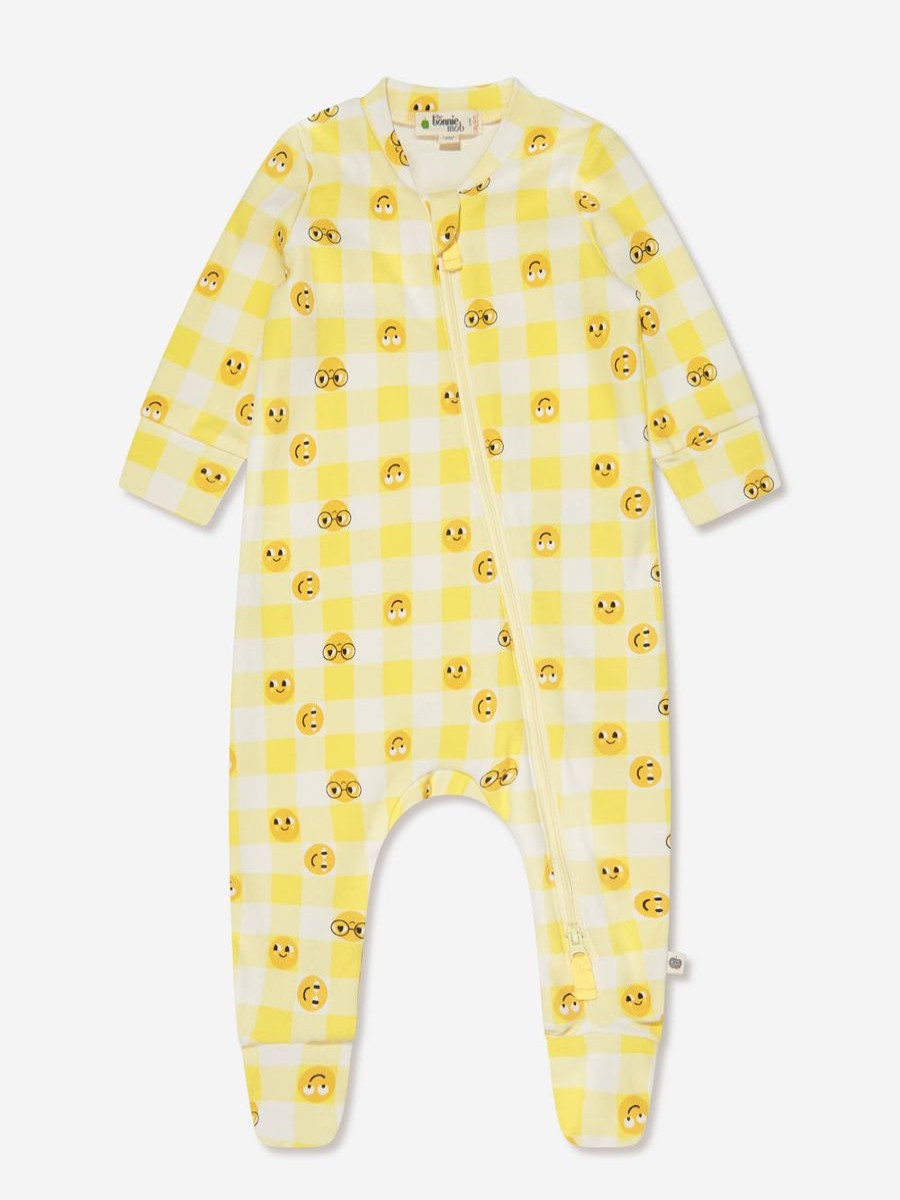 Baby The Bonnie Mob Babygrows & Rompers | Baby Girls Tiddlywink Zip Front Sleepsuit In Yellow