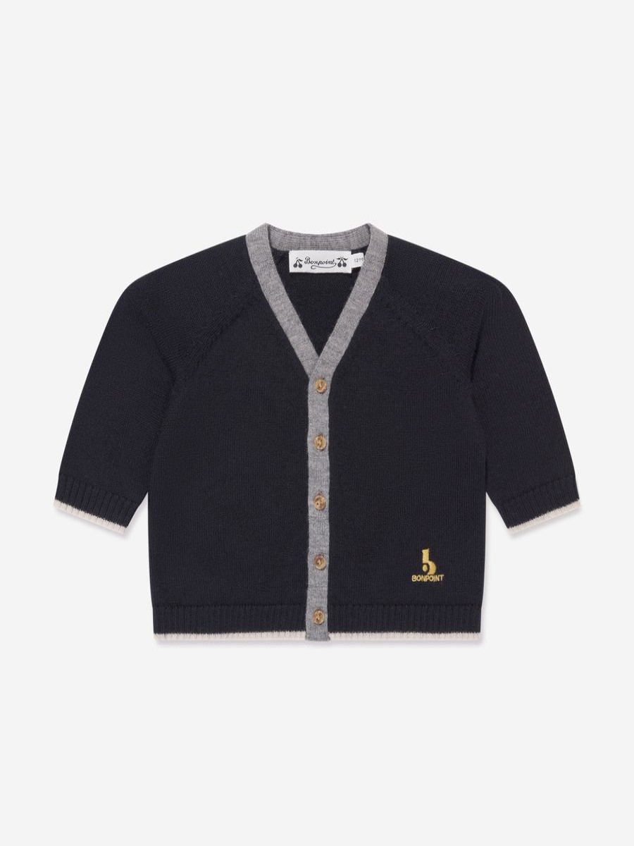 Baby Bonpoint Jumpers & Cardigans | Baby Boys Teotim Wool Cardigan In Navy