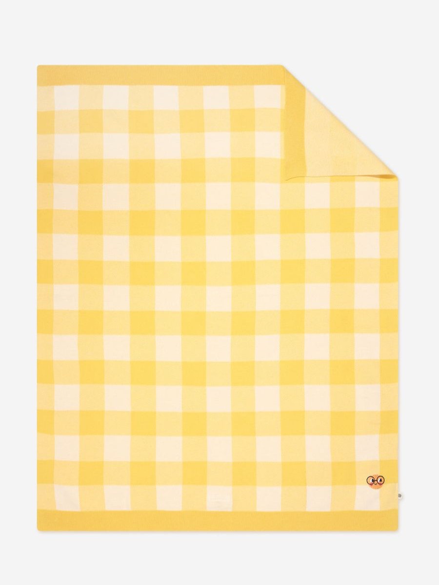 Baby The Bonnie Mob Blankets | Baby Check Jacquard Knit Blanket In Yellow