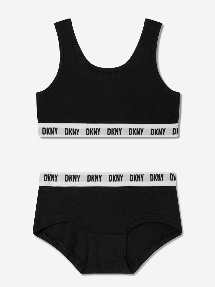 Girls DKNY Underwear | Girls Sports Bra And Hipster Set In Black